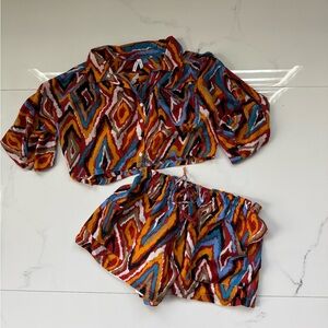 Colorful Geometric Print Two-Piece Set